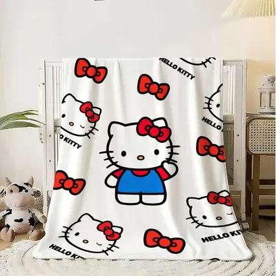 귀여운 헬로스 캣 낮잠 담요 소파 겨울용 푹신하고 부드러운 담요 침대용 가정용 침실 장식 침대보 따뜻한 무릎 담요